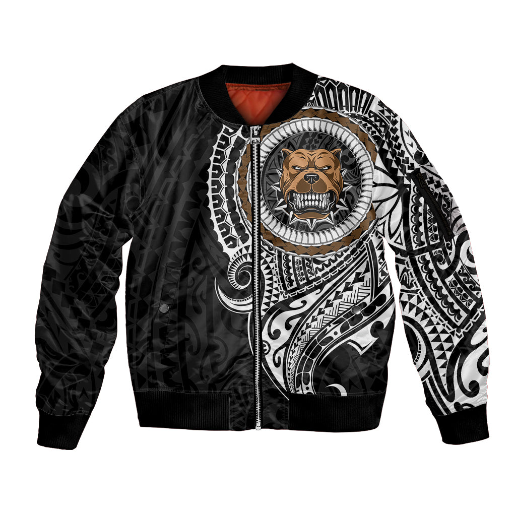Polynesian Pitbull Dog Sleeve Zip Bomber Jacket Dog In My Heart LT6 - Wonder Print Shop