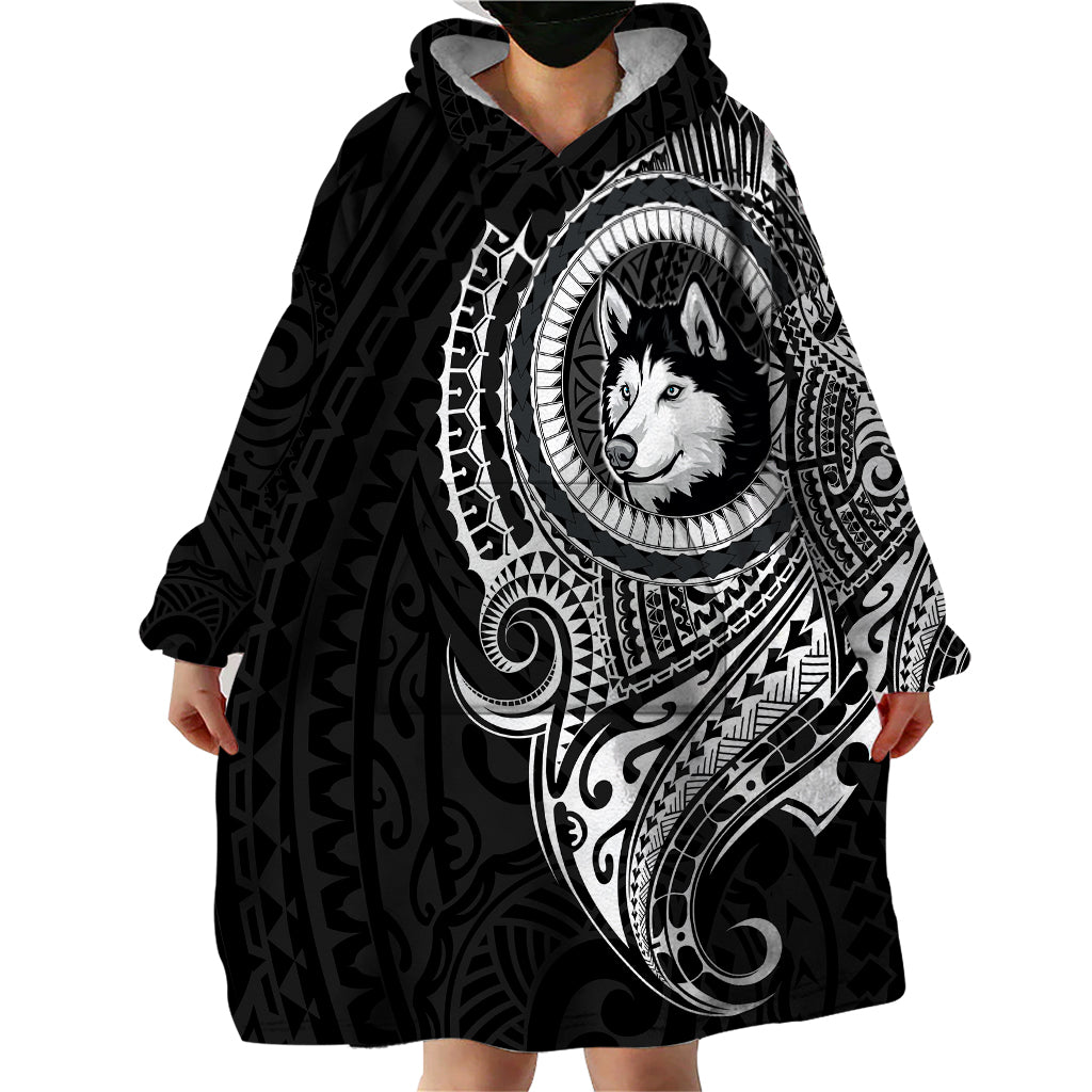 Polynesian Husky Dog Wearable Blanket Hoodie Dog In My Heart LT6 - Wonder Print Shop