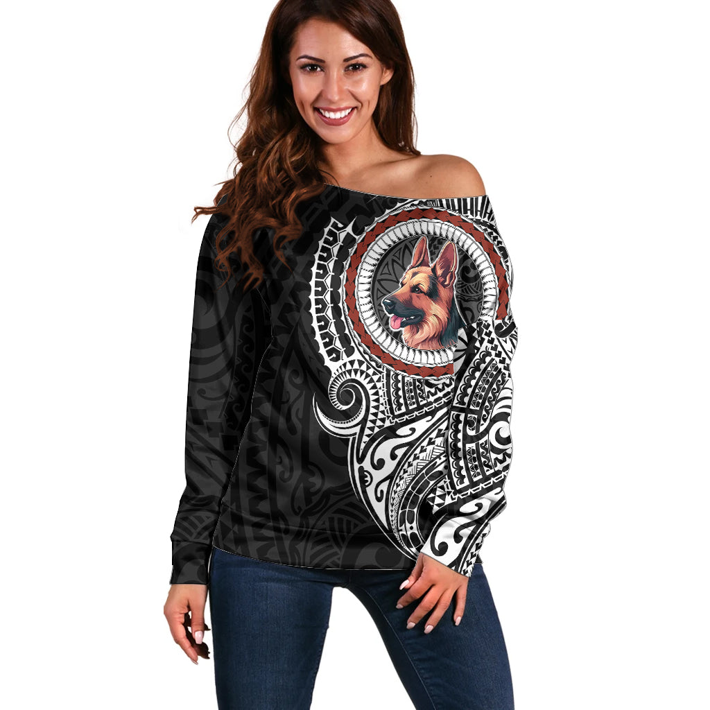 Polynesian German Shepherd Dog Off Shoulder Sweater Dog In My Heart LT6 - Wonder Print Shop