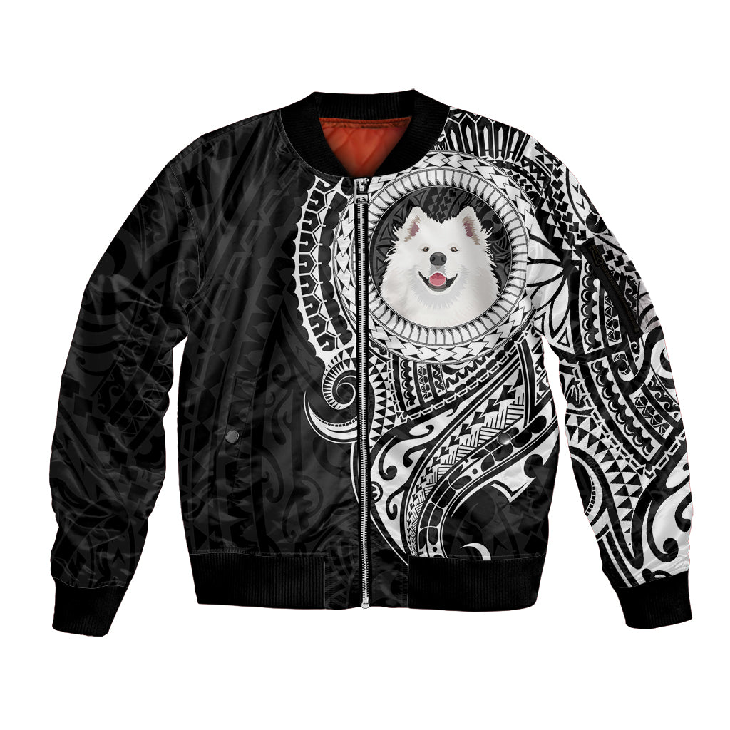 Polynesian Samoyed Dog Sleeve Zip Bomber Jacket Dog In My Heart LT6 - Wonder Print Shop
