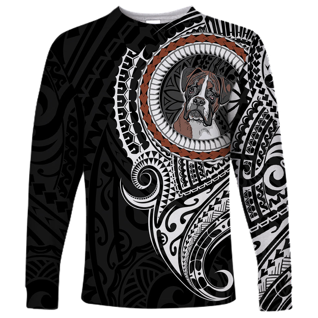 Polynesian Boxer Dog Long Sleeve Shirt Dog In My Heart LT6 - Wonder Print Shop