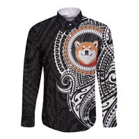 Polynesian Shiba Inu Dog Long Sleeve Button Shirt Dog In My Heart LT6 - Wonder Print Shop
