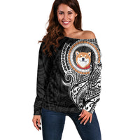 Polynesian Shiba Inu Dog Off Shoulder Sweater Dog In My Heart LT6 - Wonder Print Shop