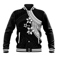 Polynesian Baseball Jacket With Plumeria Flower White LT6 - Wonder Print Shop
