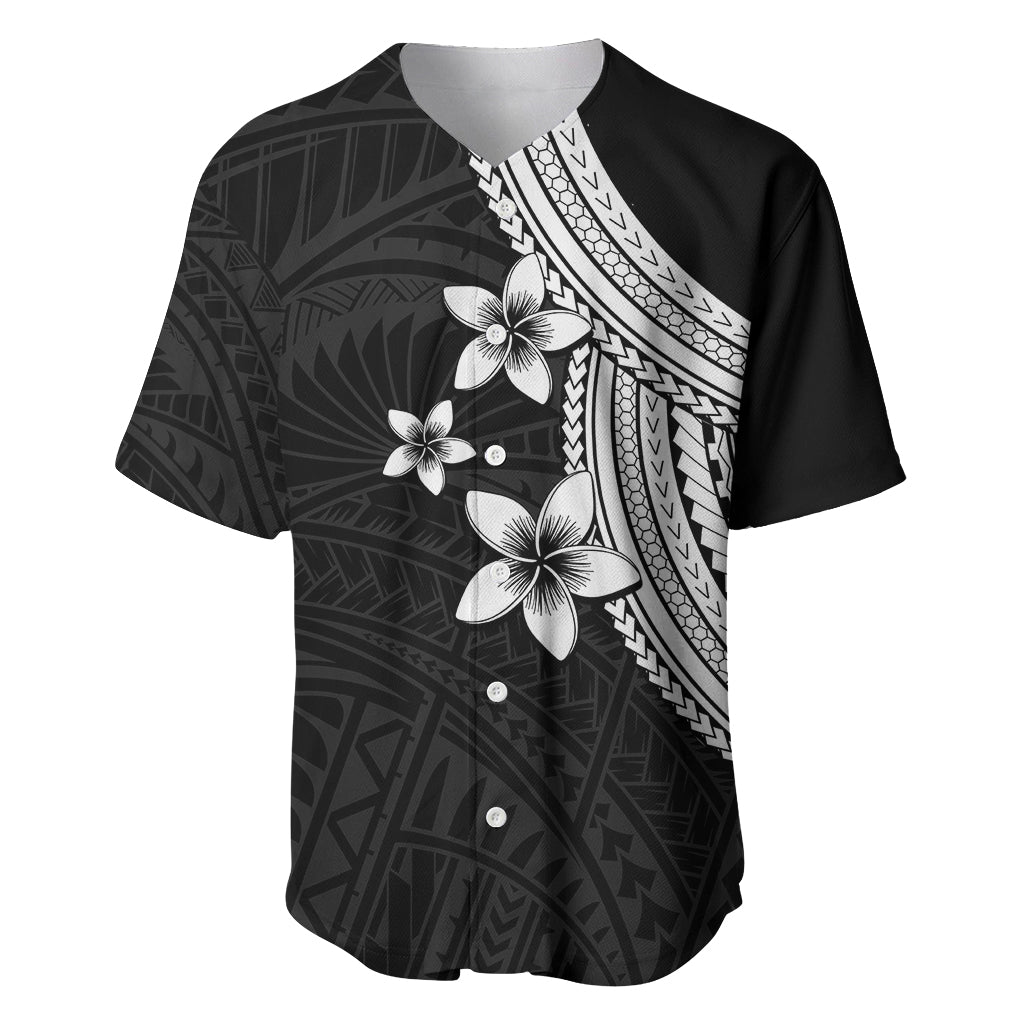 Polynesian Baseball Jersey With Plumeria Flower White LT6 - Wonder Print Shop