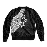 Polynesian Bomber Jacket With Plumeria Flower White LT6 - Wonder Print Shop