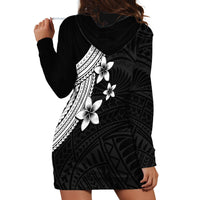 Polynesian Hoodie Dress With Plumeria Flower White LT6 - Wonder Print Shop
