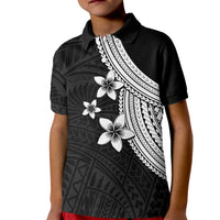 Polynesian Polo Shirt for Kid With Plumeria Flower White LT6 - Wonder Print Shop