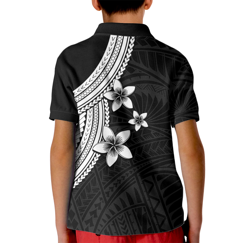 Polynesian Polo Shirt for Kid With Plumeria Flower White LT6 - Wonder Print Shop