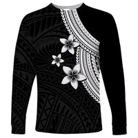Polynesian Long Sleeve Shirt With Plumeria Flower White LT6 - Wonder Print Shop