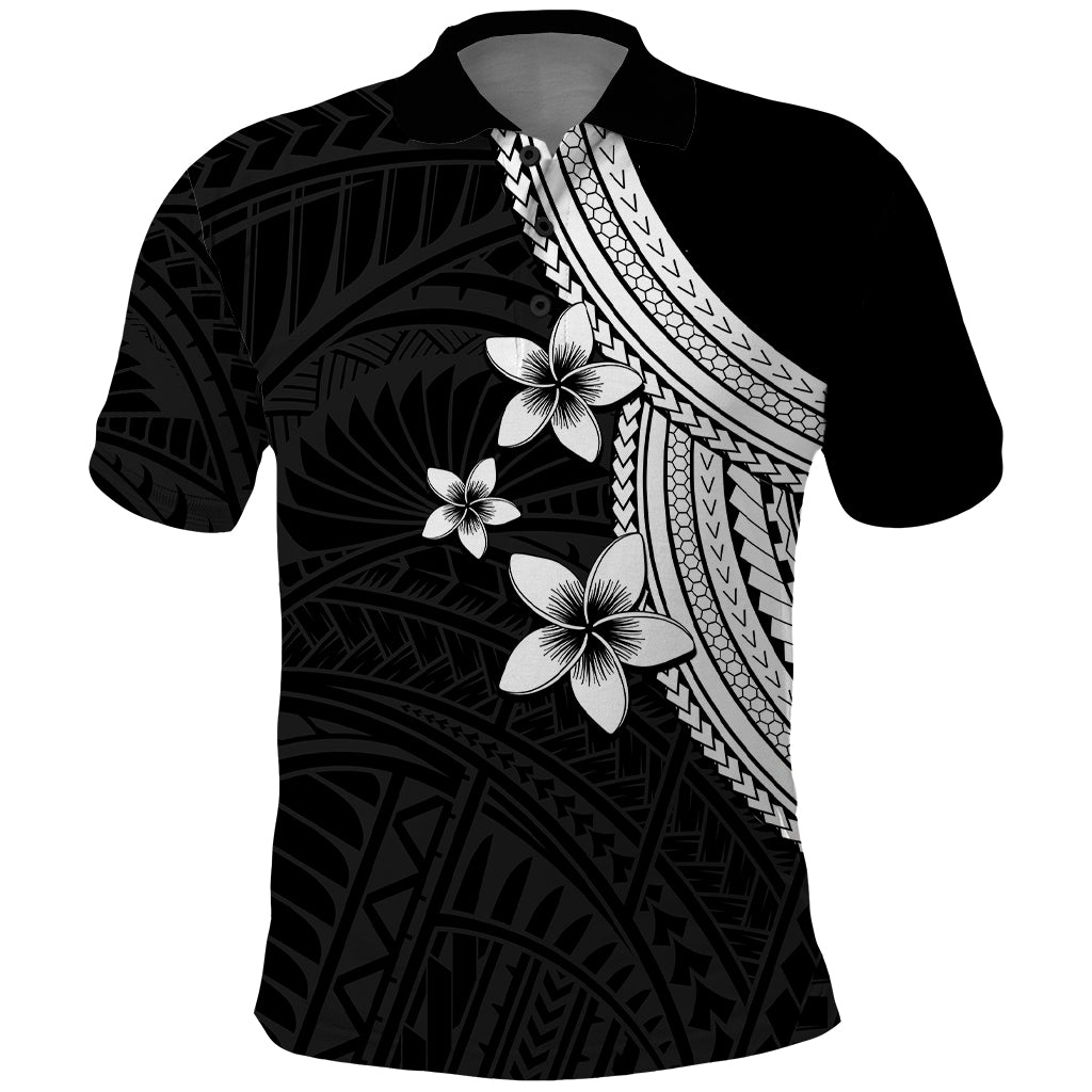 Polynesian Polo Shirt With Plumeria Flower White LT6 - Wonder Print Shop