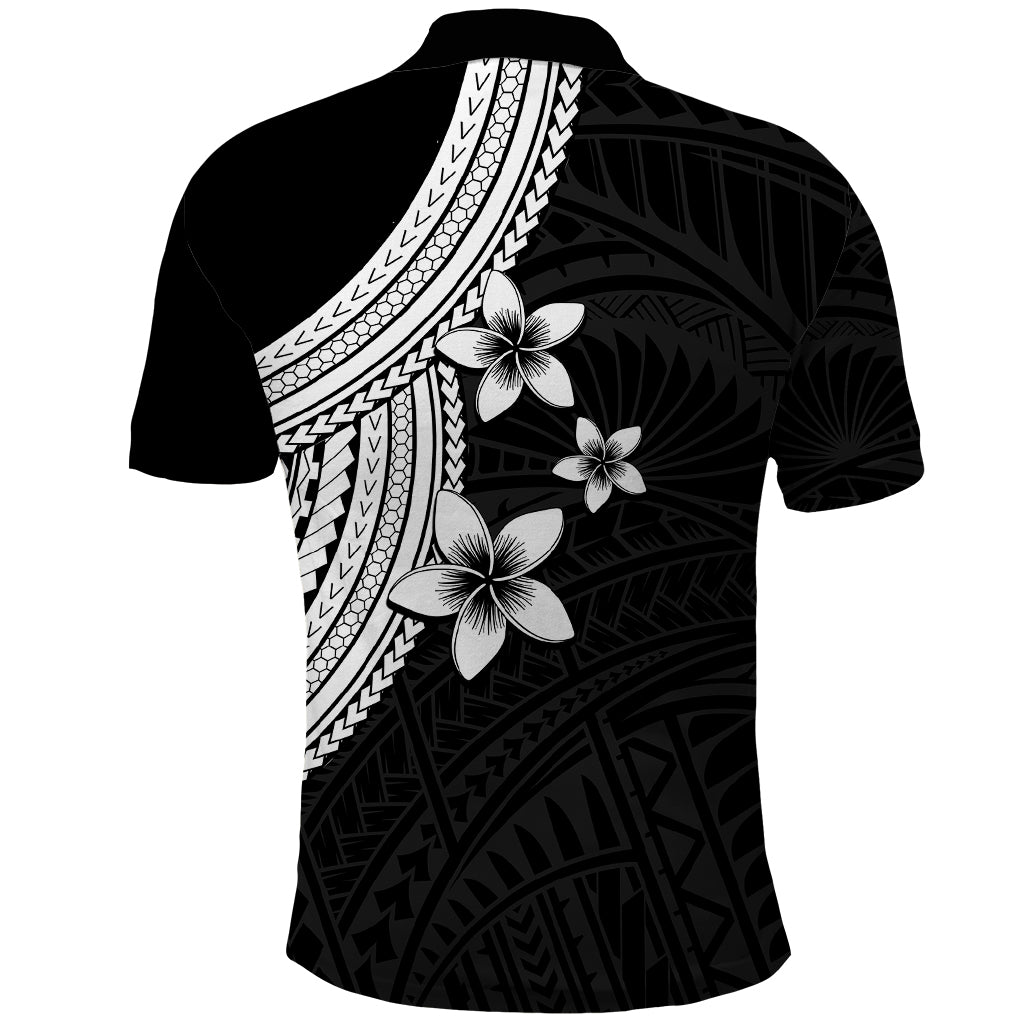 Polynesian Polo Shirt With Plumeria Flower White LT6 - Wonder Print Shop