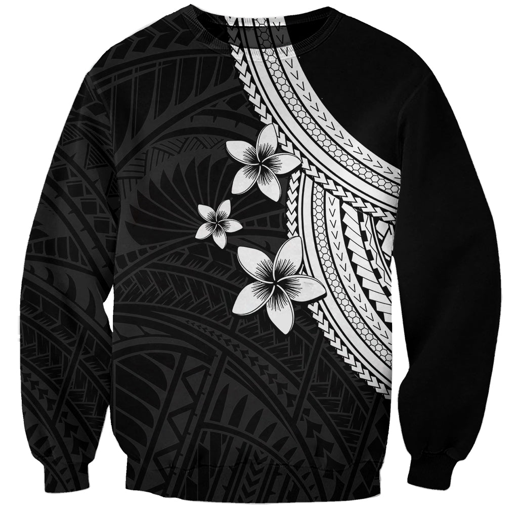 Polynesian Sweatshirt With Plumeria Flower White LT6 - Wonder Print Shop