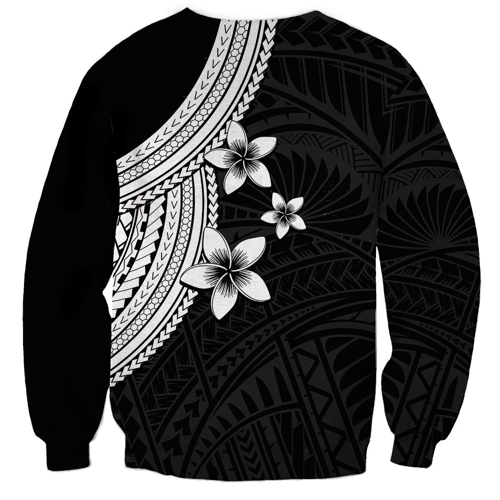 Polynesian Sweatshirt With Plumeria Flower White LT6 - Wonder Print Shop