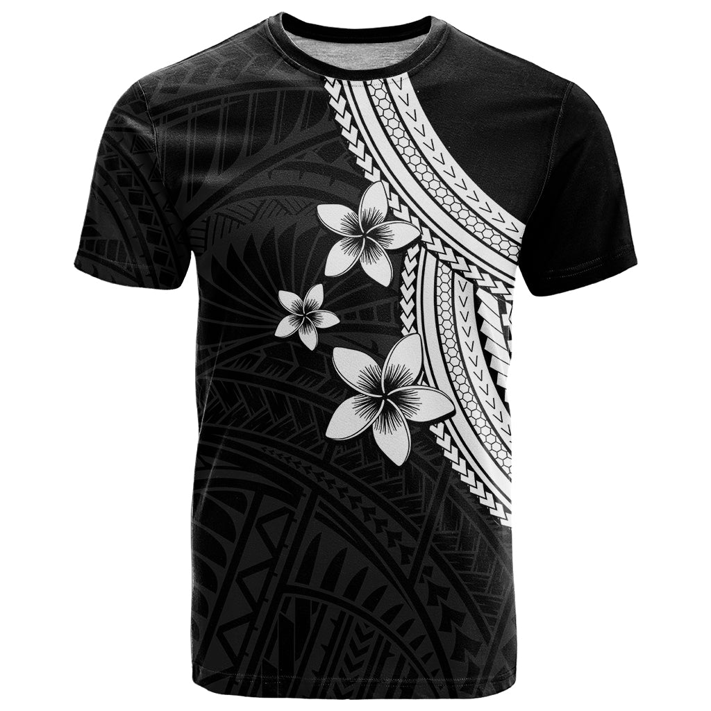 Polynesian T Shirt With Plumeria Flower White LT6 - Wonder Print Shop