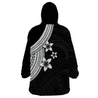 Polynesian Wearable Blanket Hoodie With Plumeria Flower White LT6 - Wonder Print Shop