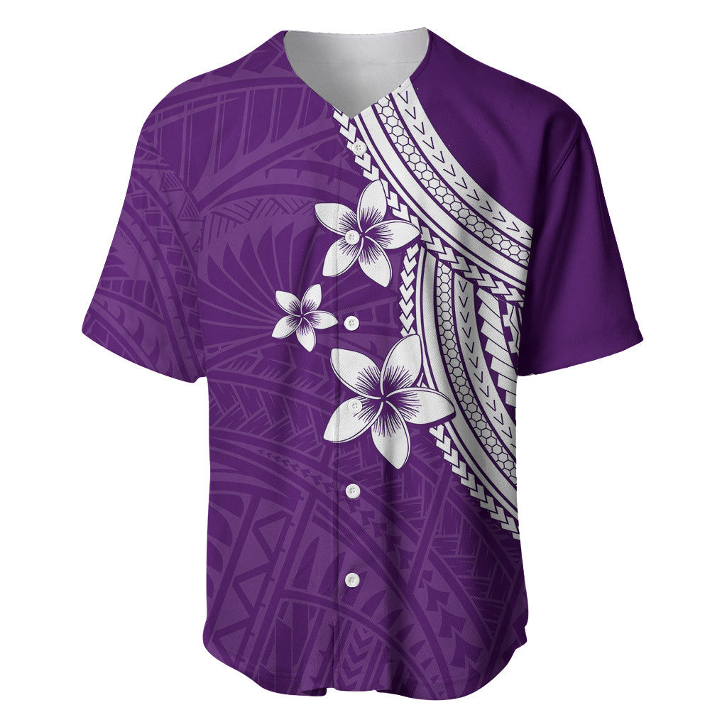 Polynesian Baseball Jersey With Plumeria Flower Purple LT6 - Wonder Print Shop