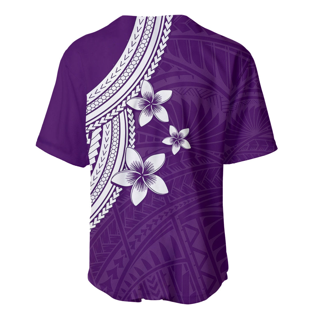 Polynesian Baseball Jersey With Plumeria Flower Purple LT6 - Wonder Print Shop