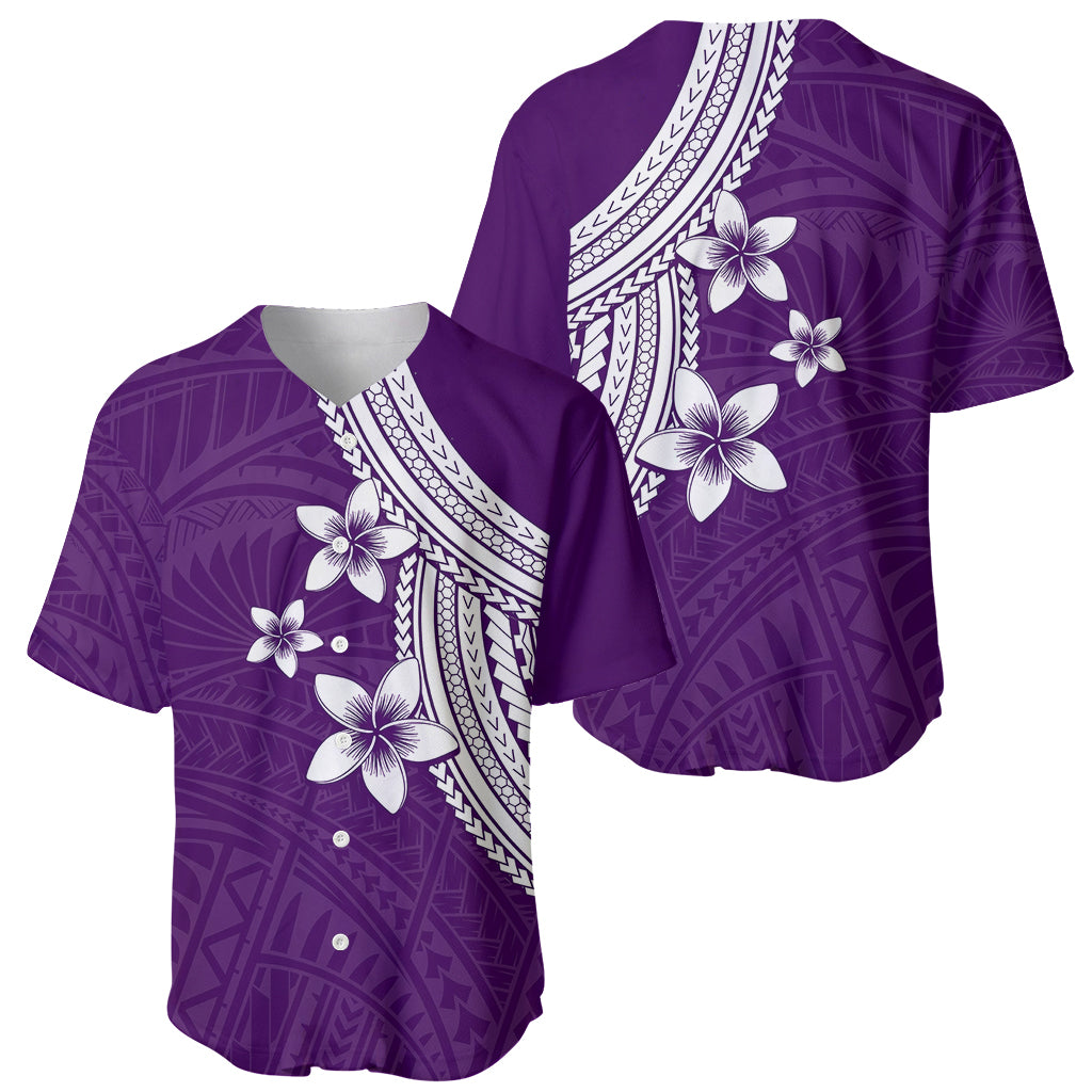 Polynesian Baseball Jersey With Plumeria Flower Purple LT6 - Wonder Print Shop