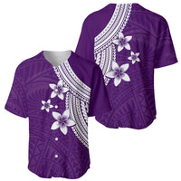 Polynesian Baseball Jersey With Plumeria Flower Purple LT6 - Wonder Print Shop