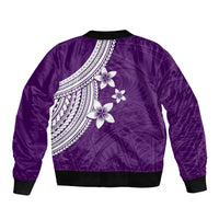 Polynesian Bomber Jacket With Plumeria Flower Purple LT6 - Wonder Print Shop