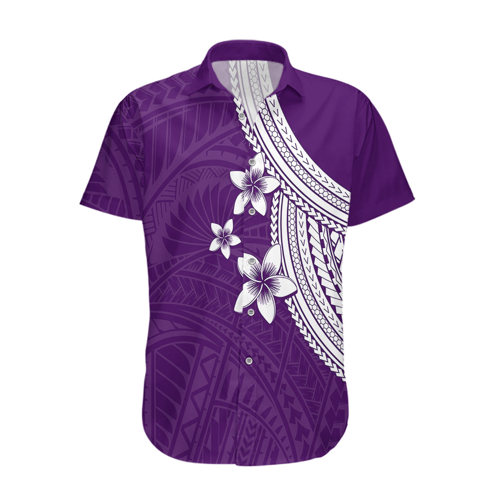 Polynesian Hawaiian Shirt With Plumeria Flower Purple LT6 - Wonder Print Shop