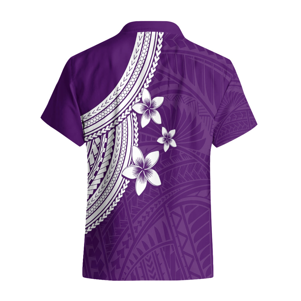 Polynesian Hawaiian Shirt With Plumeria Flower Purple LT6 - Wonder Print Shop