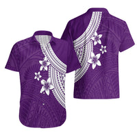 Polynesian Hawaiian Shirt With Plumeria Flower Purple LT6 - Wonder Print Shop