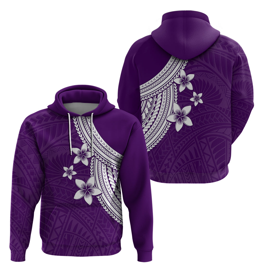 Polynesian Hoodie With Plumeria Flower Purple LT6 - Wonder Print Shop