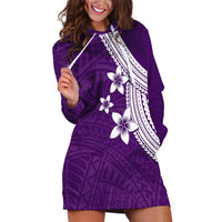 Polynesian Hoodie Dress With Plumeria Flower Purple LT6 - Wonder Print Shop
