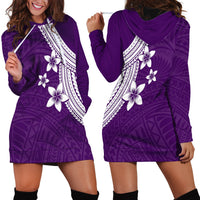 Polynesian Hoodie Dress With Plumeria Flower Purple LT6 - Wonder Print Shop