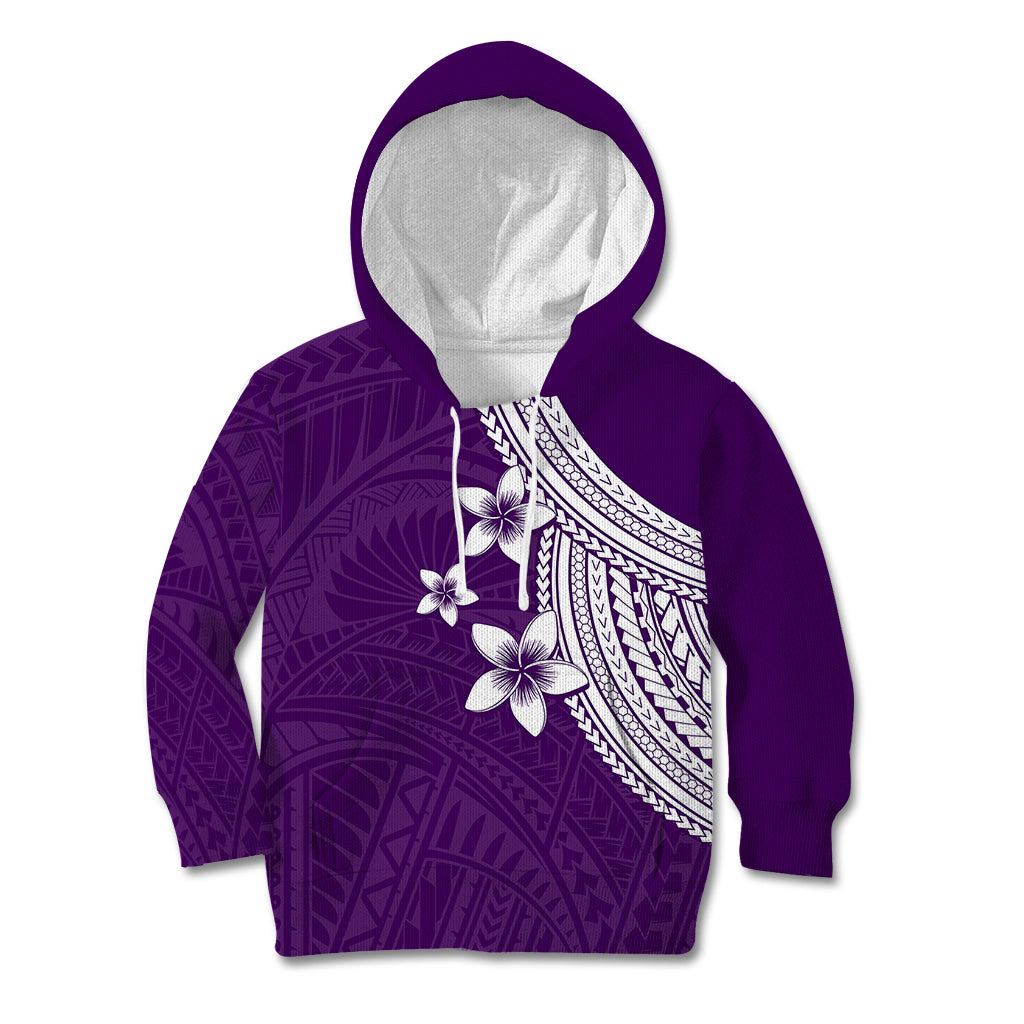 Polynesian Kid Hoodie With Plumeria Flower Purple LT6 - Wonder Print Shop