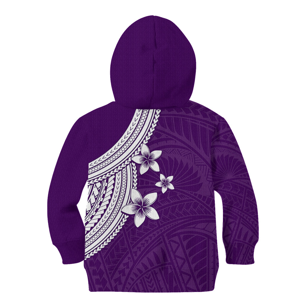Polynesian Kid Hoodie With Plumeria Flower Purple LT6 - Wonder Print Shop