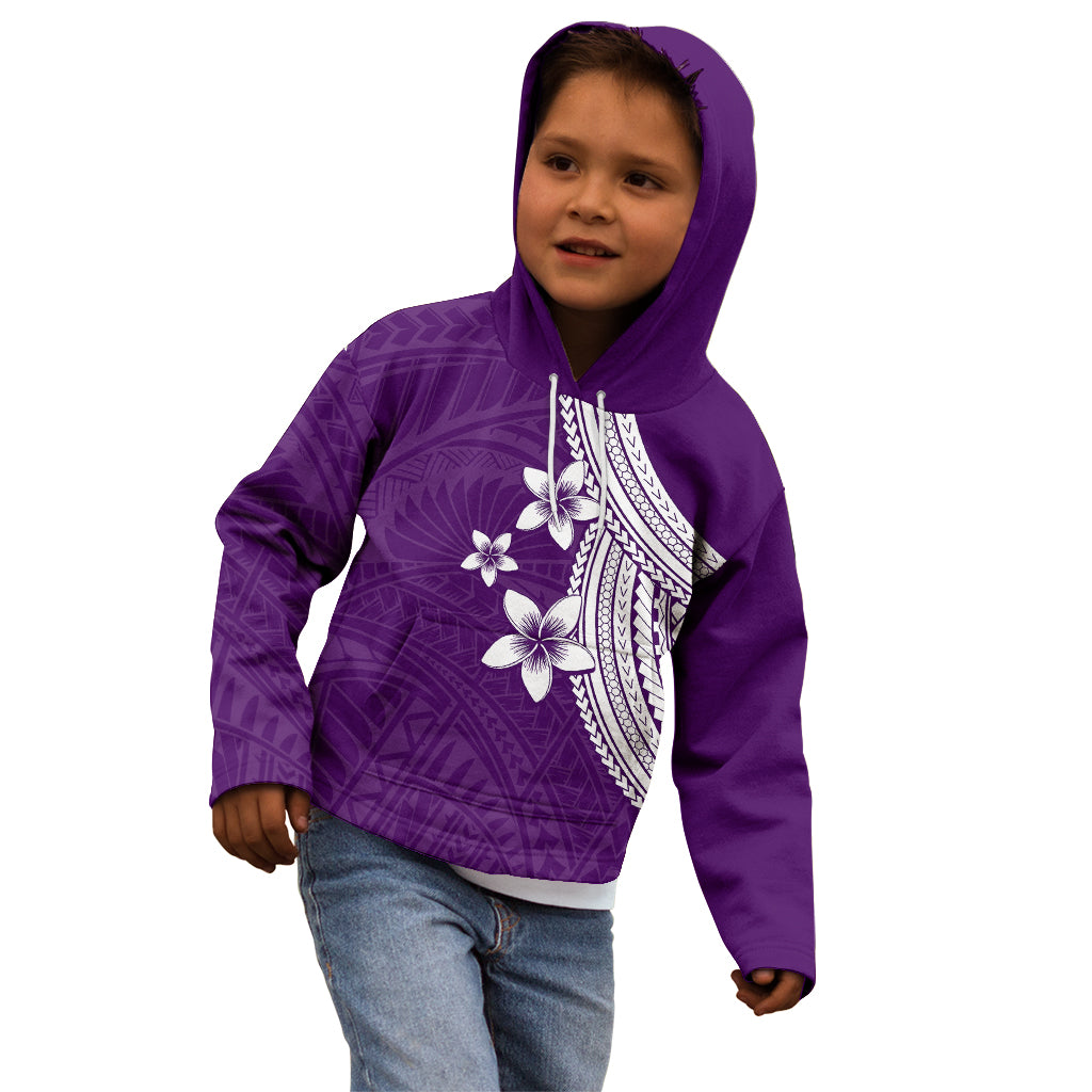 Polynesian Kid Hoodie With Plumeria Flower Purple LT6 - Wonder Print Shop