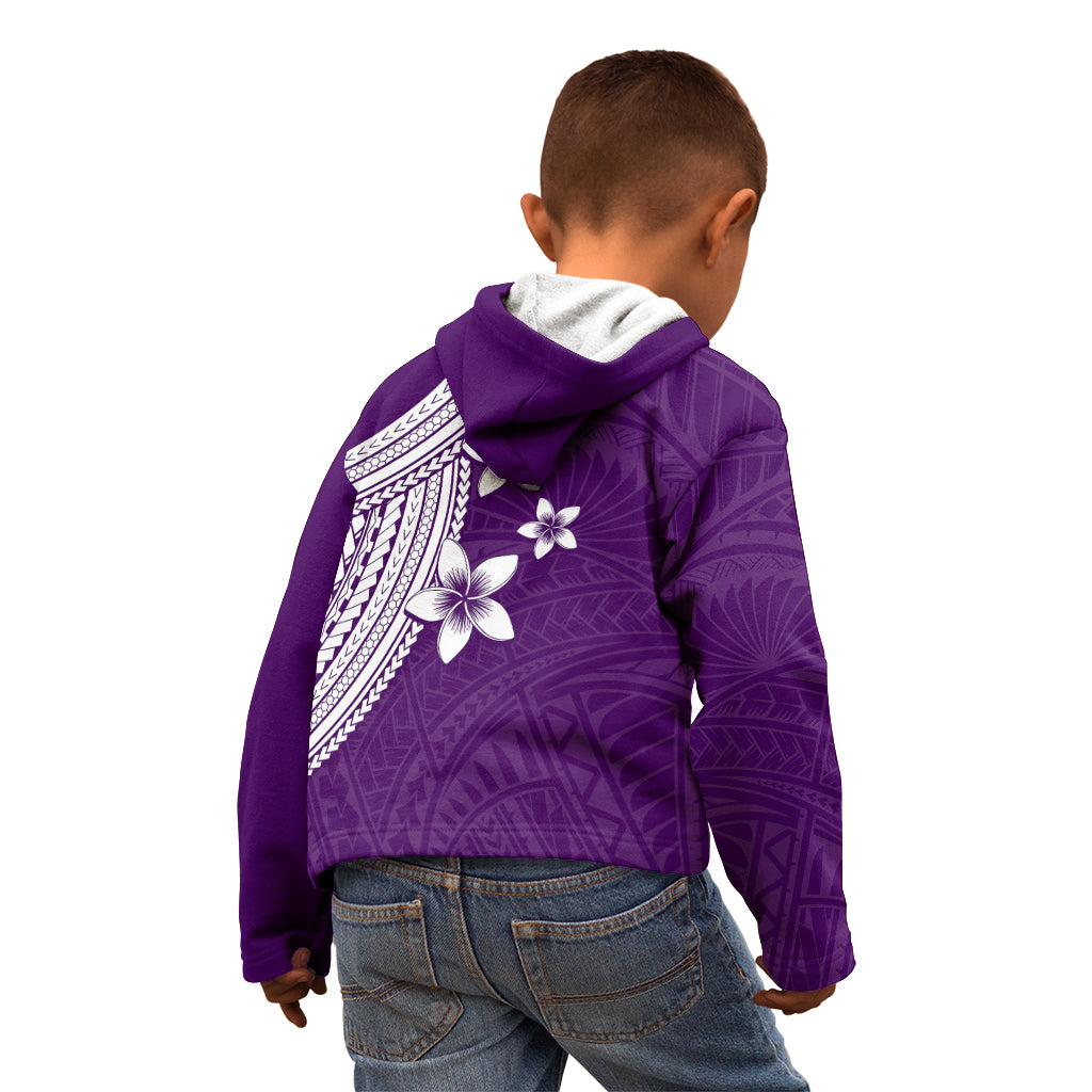 Polynesian Kid Hoodie With Plumeria Flower Purple LT6 - Wonder Print Shop