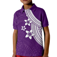 Polynesian Polo Shirt for Kid With Plumeria Flower Purple LT6 - Wonder Print Shop