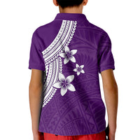 Polynesian Polo Shirt for Kid With Plumeria Flower Purple LT6 - Wonder Print Shop