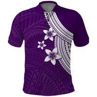 Polynesian Polo Shirt With Plumeria Flower Purple LT6 - Wonder Print Shop