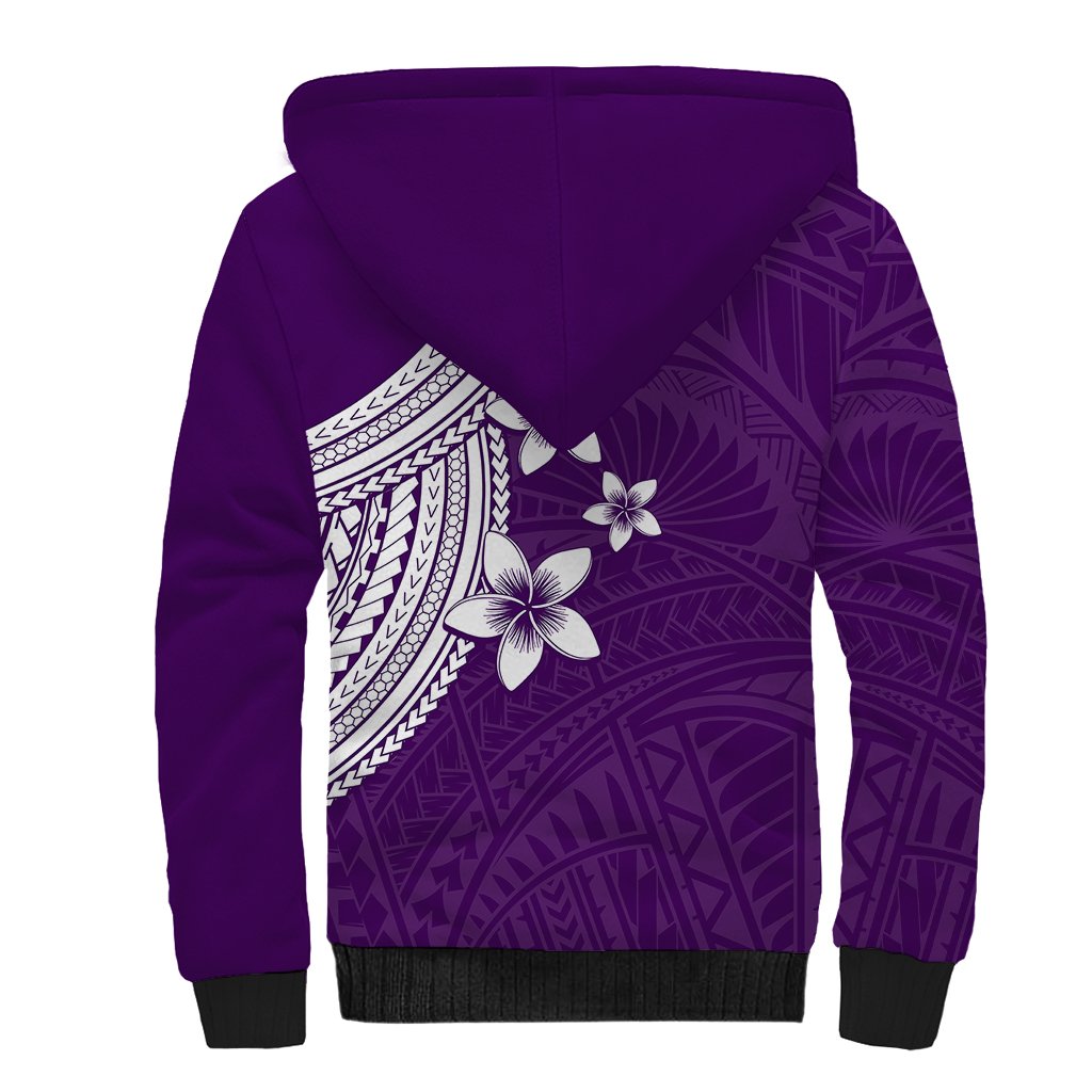 Polynesian Sherpa Hoodie With Plumeria Flower Purple LT6 - Wonder Print Shop