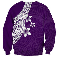 Polynesian Sweatshirt With Plumeria Flower Purple LT6 - Wonder Print Shop