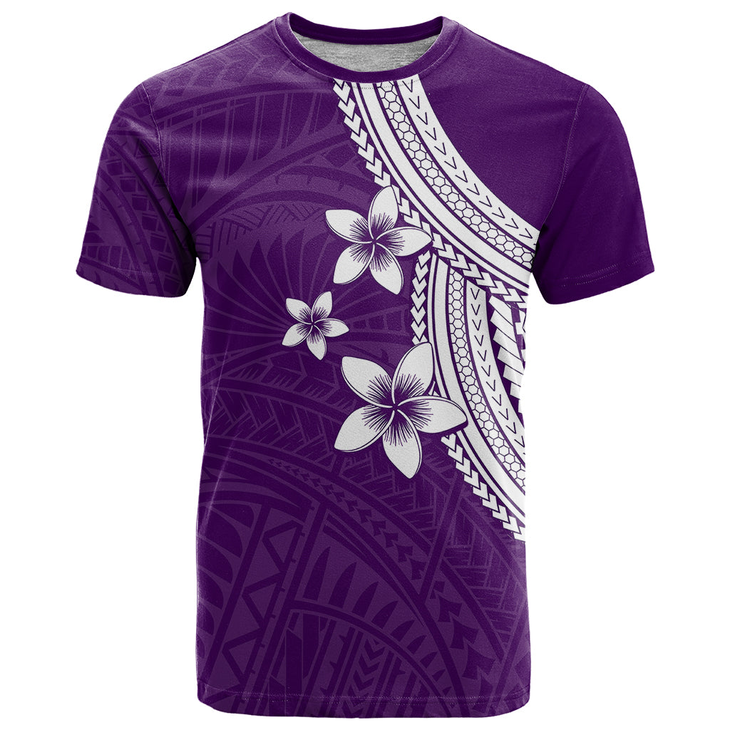 Polynesian T Shirt With Plumeria Flower Purple LT6 - Wonder Print Shop
