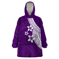 Polynesian Wearable Blanket Hoodie With Plumeria Flower Purple LT6 - Wonder Print Shop