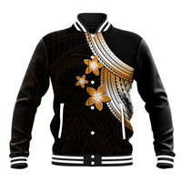 Polynesian Baseball Jacket With Plumeria Flower Gold LT6 - Wonder Print Shop
