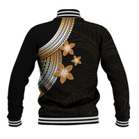 Polynesian Baseball Jacket With Plumeria Flower Gold LT6 - Wonder Print Shop