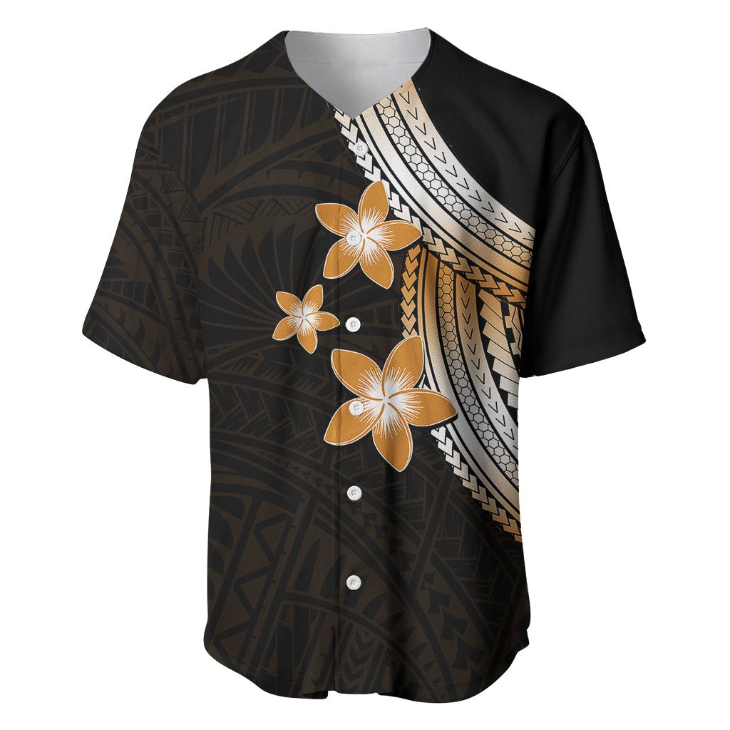 Polynesian Baseball Jersey With Plumeria Flower Gold LT6 - Wonder Print Shop