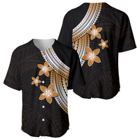 Polynesian Baseball Jersey With Plumeria Flower Gold LT6 - Wonder Print Shop