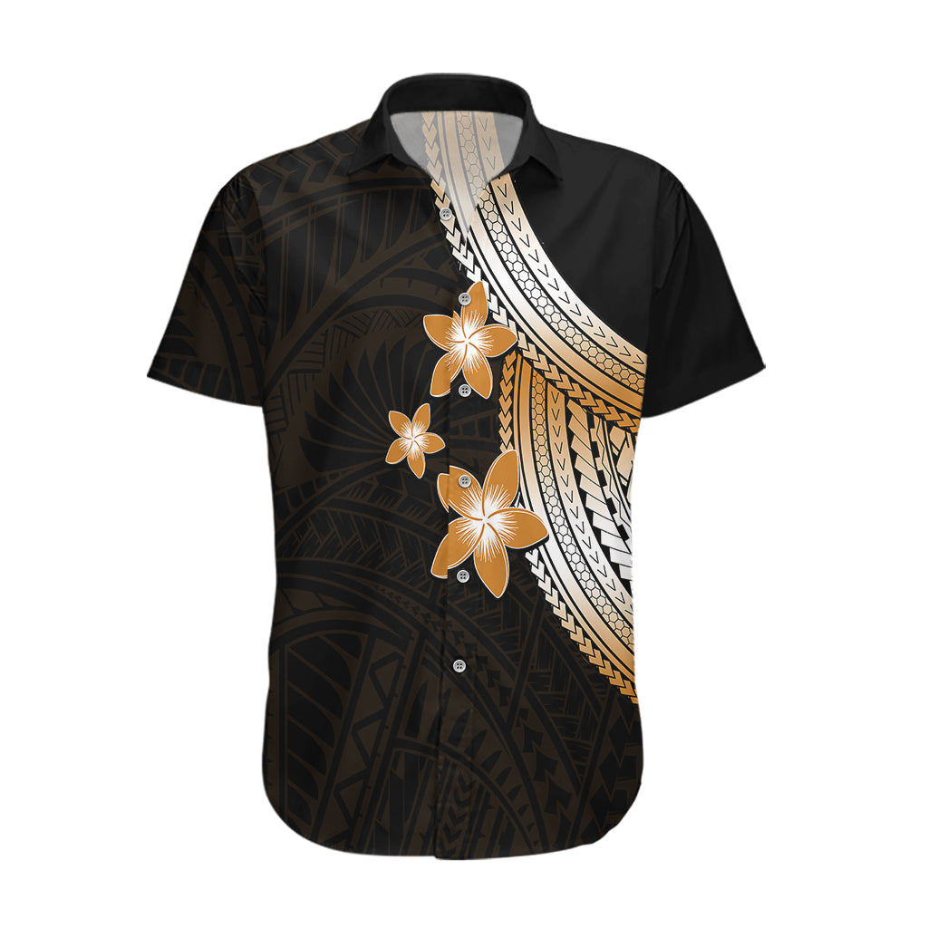 Polynesian Hawaiian Shirt With Plumeria Flower Gold LT6 - Wonder Print Shop
