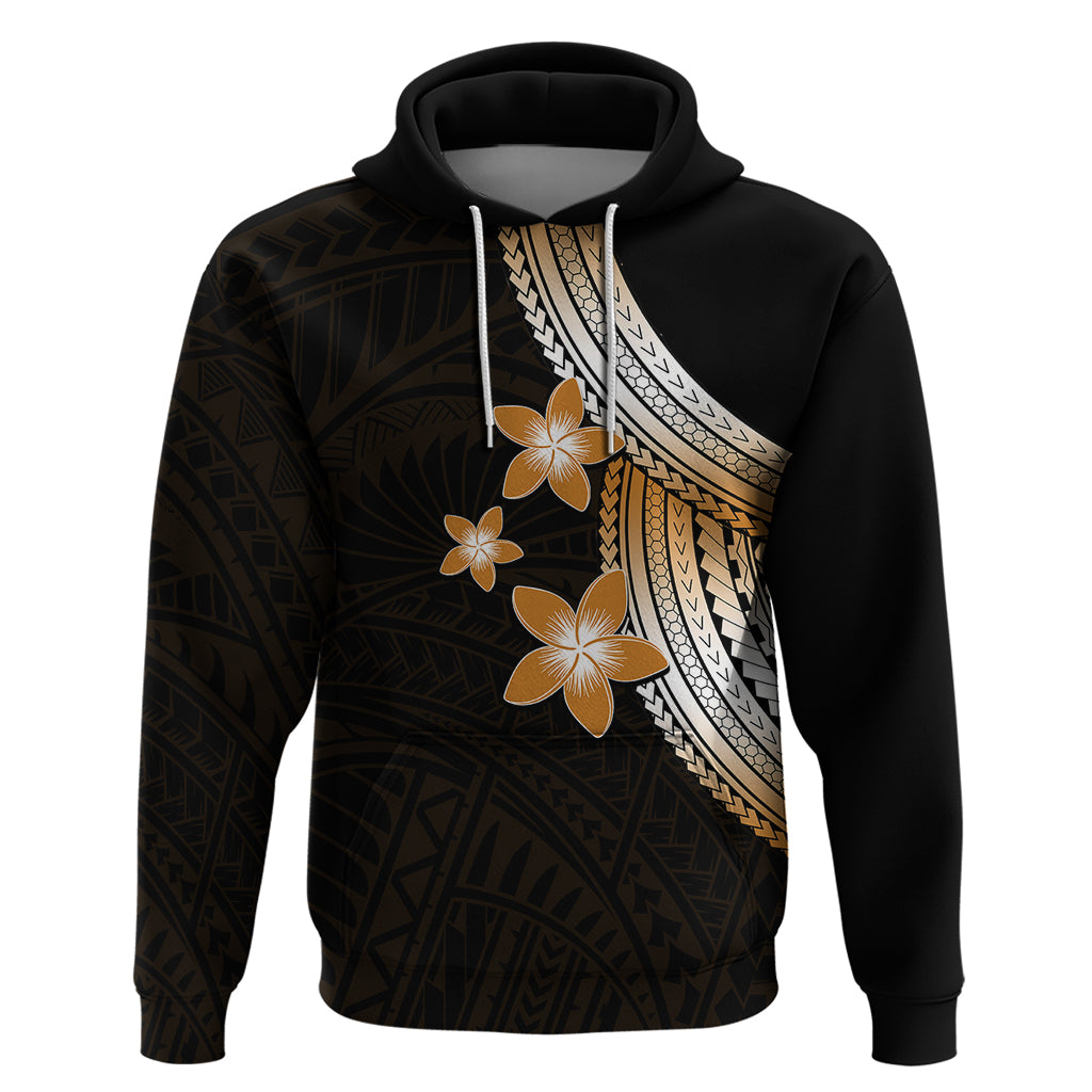 Polynesian Hoodie With Plumeria Flower Gold LT6 - Wonder Print Shop