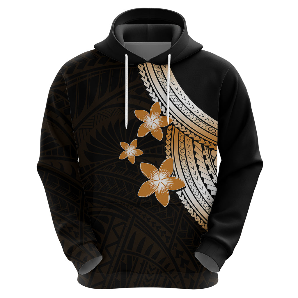 Polynesian Hoodie With Plumeria Flower Gold LT6 - Wonder Print Shop