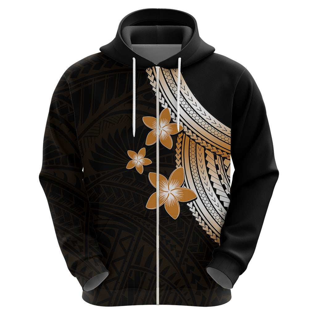 Polynesian Hoodie With Plumeria Flower Gold LT6 - Wonder Print Shop